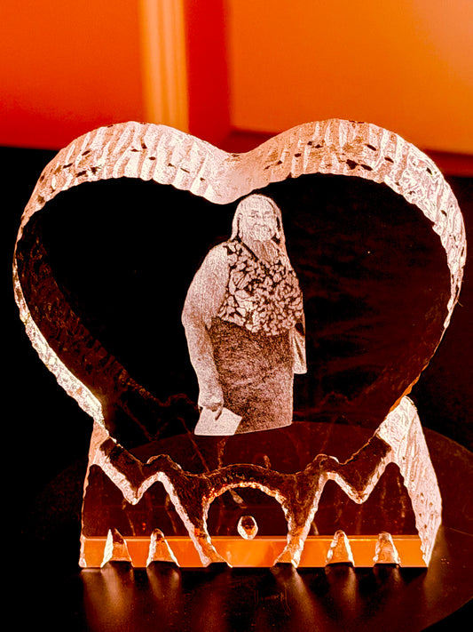Ice Edge Heart-Shaped MOM K9 Crystal